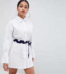 Платье-рубашка со съемным поясом Boohoo Petite - Белый 1320594