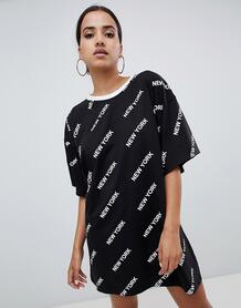 Платье-футболка с принтом Missguided New York - Черный 1315327