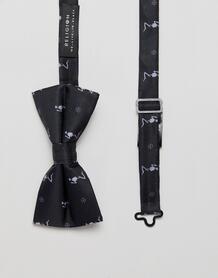 Черный атласный галстук-бабочка с принтом Religion - Черный 1311190