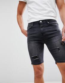 Черные джинсовые шорты скинни с рваной отделкой Good For Nothing 1306457