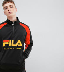 Черный свитшот из полиэстерового трикотажа с молнией 1/4 и логотипом F Fila 1282399
