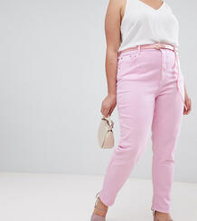 Розовые выбеленные джинсы с завышенной талией и ремнем ASOS DESIGN Cur Asos Curve 1275290