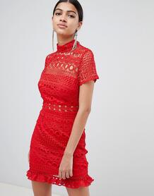 Кружевное платье мини с высоким воротником Love Triangle - Красный 1298882