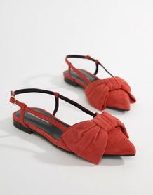 Замшевые сандалии с бантом и ремешком через пятку Custommade - Красный Custom Made 1308554