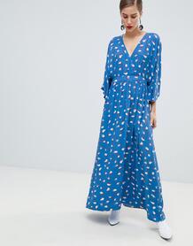 Платье макси с рукавами кимоно и принтом Custommade - Синий Custom Made 1293743