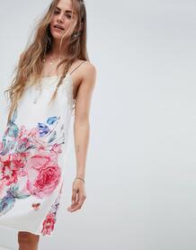 Платье-комбинация с цветочным принтом и кружевной отделкой Aratta 1276112