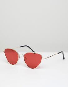 Солнцезащитные очки кошачий глаз в золотистой оправе с красными стекла AJ Morgan 1275060