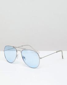 Солнцезащитные очки-авиаторы с серебристой оправой и синими стеклами P Pull&bear 1327967