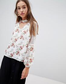 Блузка с цветочным принтом и кружевной отделкой Glamorous - Кремовый 1284833