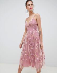 Платье миди для выпускного с 3D цветочной отделкой ASOS EDITION 1249150