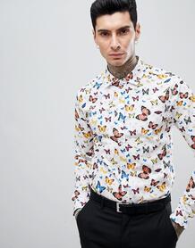 Рубашка с принтом бабочек Process Black - Белый 1219531