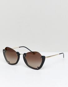 Круглые солнцезащитные очки в полуоправе Emporio Armani - Черный ea7 1313871