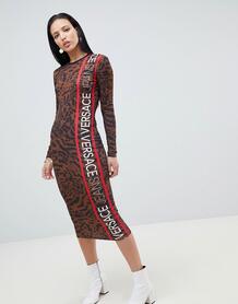 Платье миди с логотипом и звериным принтом Versace Jeans - Мульти 1321765