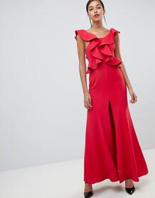 Платье макси со структурированными рюшами C/meo - Красный C/meo Collective 1314472