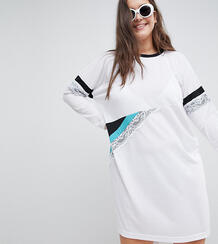 Платье-футболка колор блок с кружевной вставкой ASOS DESIGN Curve Asos Curve 1263290