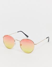 Круглые солнцезащитные очки в золотистой оправе ASOS DESIGN - Золотой 1240322