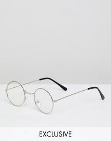 Круглые очки в серебристой оправе с прозрачными стеклами Reclaimed Vin Reclaimed Vintage 1231748