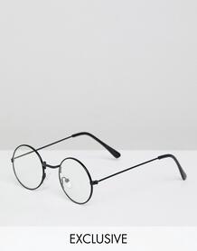 Черные очки с прозрачными стеклами Reclaimed Vintage Inspired - Черный 1231750