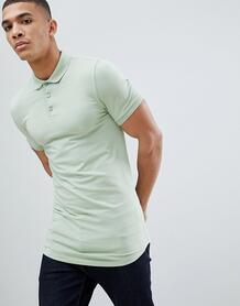 Зеленая удлиненная облегающая футболка-поло с асимметричным краем ASOS ASOS DESIGN 1187340