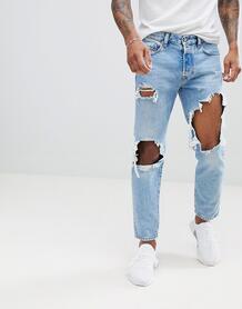 Светлые джинсы в стиле 90-х с рваной отделкой Diesel Mharky 0076M 1262213