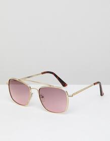 Солнцезащитные очки в золотистой оправе с розовыми стеклами River Isla River Island 1239537