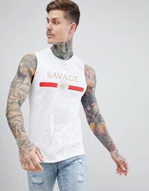 Белая футболка без рукавов с надписью Savage boohooMAN - Белый 1311468