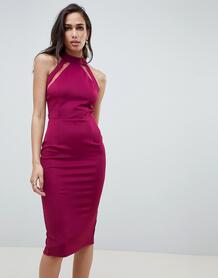Облегающее платье миди с сетчатыми вставками Girl In Mind - Фиолетовый 1299443