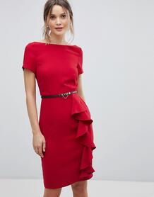 Платье с короткими рукавами и оборками Paper Dolls - Красный 1295675