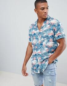Рубашка с принтом фламинго и воротником в виде лацканов Urban Threads 1283623