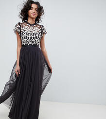 Темно-серое платье макс тюлевое с расшитым верхом Needle & Thread 1280823