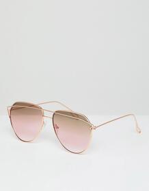 Розовые солнцезащитные очки-авиаторы в золотистой оправе AJ Morgan 1275049