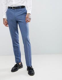 Синие брюки слим из донегаля с добавлением шерсти Harry Brown Wedding 1230457