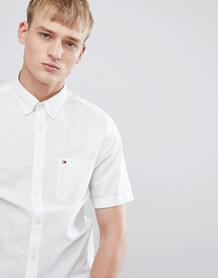 Белая приталенная рубашка с короткими рукавами, воротником на пуговица Tommy Hilfiger 1292904