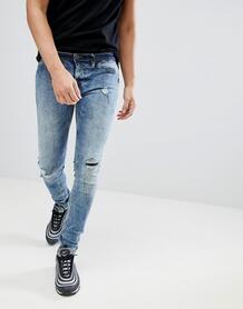 Выбеленные обтягивающие джинсы с рваными коленями Blend - Синий 1249274