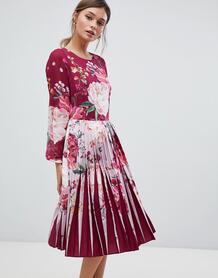 Платье миди с плиссировкой и цветочным принтом Ted Baker - Фиолетовый Ted Baker 1310409