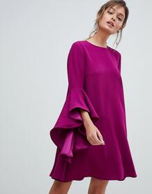 Платье мини с каскадными рукавами Ted Baker - Фиолетовый Ted Baker 1310407
