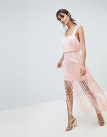 Платье миди с бахромой ASOS DESIGN - Розовый 1265819