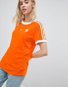 Оранжевая футболка с 3 полосками Adidas Originals - Оранжевый 1243971