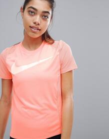 Розовая футболка с короткими рукавами Nike Running Dry Miler - Розовый 1200481