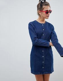 Выбеленное джинсовое платье без воротника ASOS DESIGN - Синий 1281725