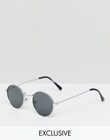 Круглые солнцезащитные очки в серебристой оправе Reclaimed Vintage ins 1231758