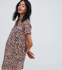 Свободное хлопковое платье с леопардовым принтом ASOS DESIGN Maternity Asos Maternity 1305223