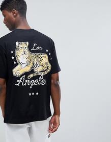 Oversize-футболка с принтом тигра на спине Systvm - Черный 1264935