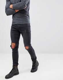 Черные свободные джинсы скинни с рваными коленями Mennace Makavelli 1318086