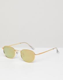 Круглые солнцезащитные очки в золотисто-розовой оправе с зеркальными с ASOS DESIGN 1304017