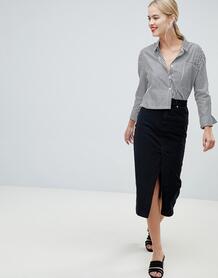 Черная выбеленная джинсовая юбка миди ASOS DESIGN - Черный 1286110