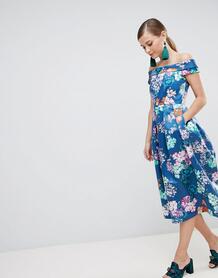 Платье миди с цветочным принтом Closet London - Синий 1292641