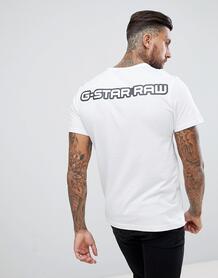 Белая футболка из органического хлопка с принтом на спине G-star BeRaw 1282728
