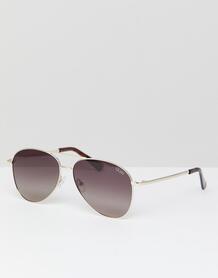 Солнцезащитные очки-авиаторы в золотистой оправе Quay Australia 1272428