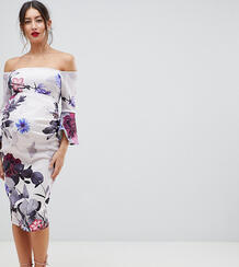 Облегающее платье-бандо миди с цветочным принтом и оборками True Viole True Violet Maternity 1289472